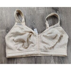 38DDD‎ Front Hook Closure Full Coverage Adjustable Lace Overlay Bra Wireless